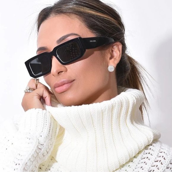 NEW PRADA PR06YS 09Q5S0 SQUARE BLACK PRADA SUNGLASSES PR06YSF 09Q-5S0 - Picture 2 of 13